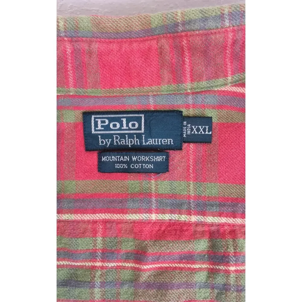 Polo Ralph Lauren Mountain Workshirt Button Up Men's XXL Plaid Multicolor #W5415